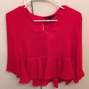 MING Collection Red Top with Waist Ruffle